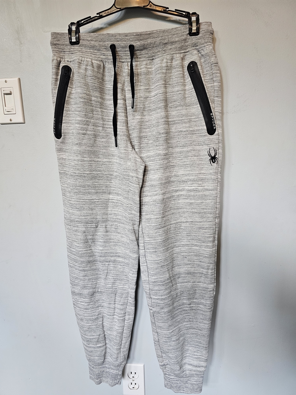 Spyder Active ProW-B Jogger Sweatpants Size Medium Grey Marled Zip Pockets